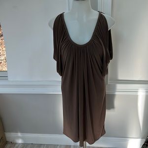 Taupe cold shoulder dress